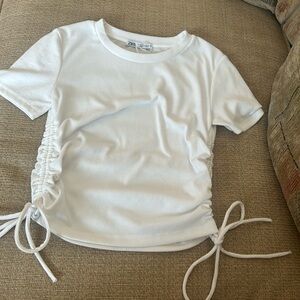 White Zara scrunch T-shirt